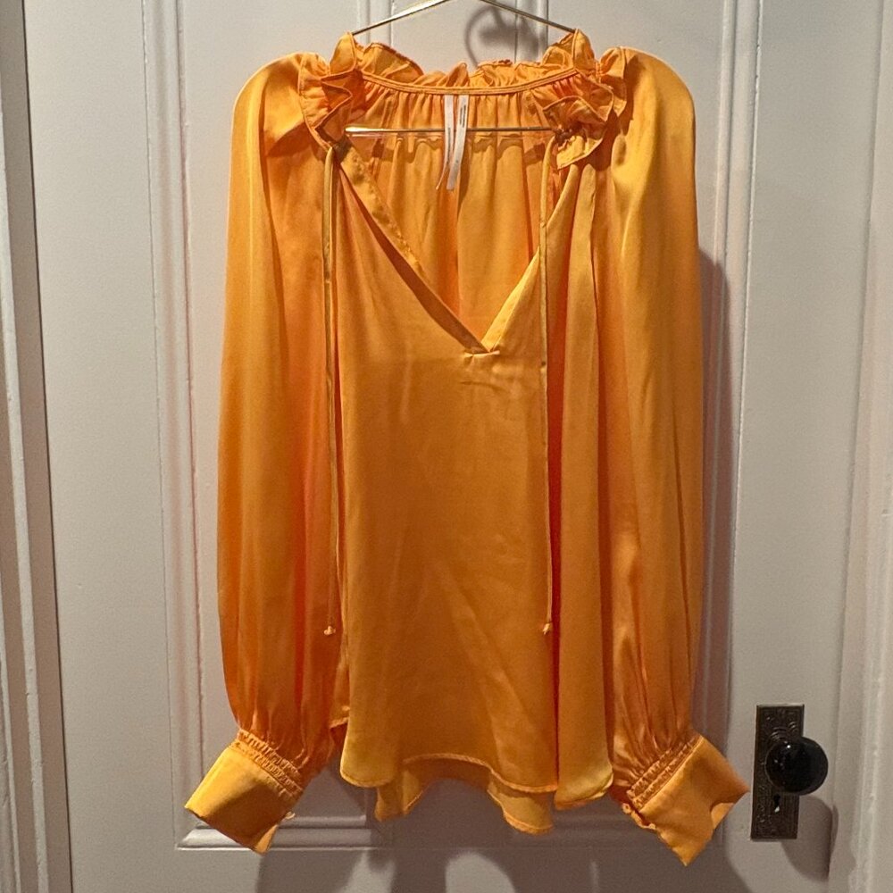 Anthopologie Yellow Silky Top
